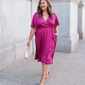 Elegant Fuchsia Wrap Dress